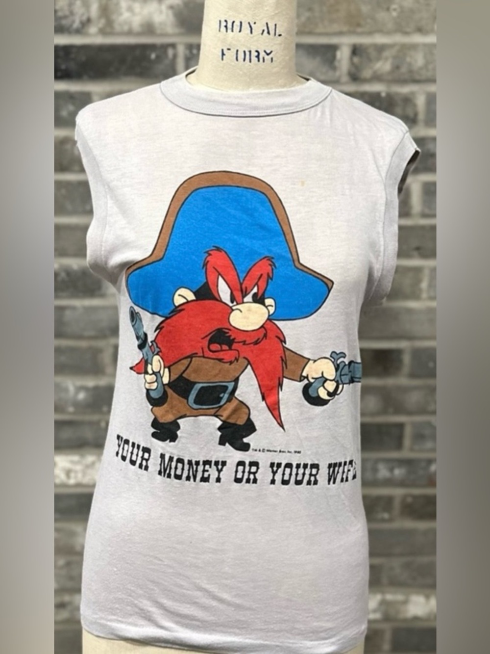Vintage 1980 Yosemite Sam Single Stitch Muscle Tee Looney Tunes Cut Off Shirt S